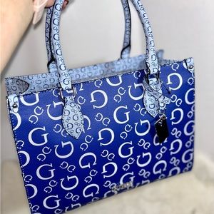 Guess Monogram Satchel Top Handle Handbag Purse